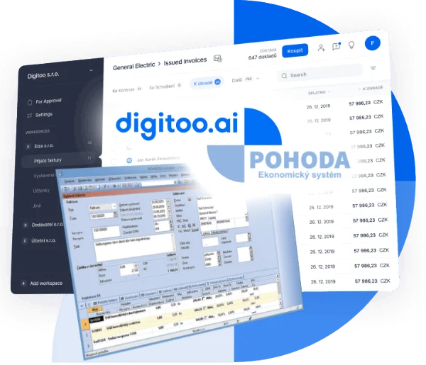 Digitoo AI napojené na účetní systém Pohoda